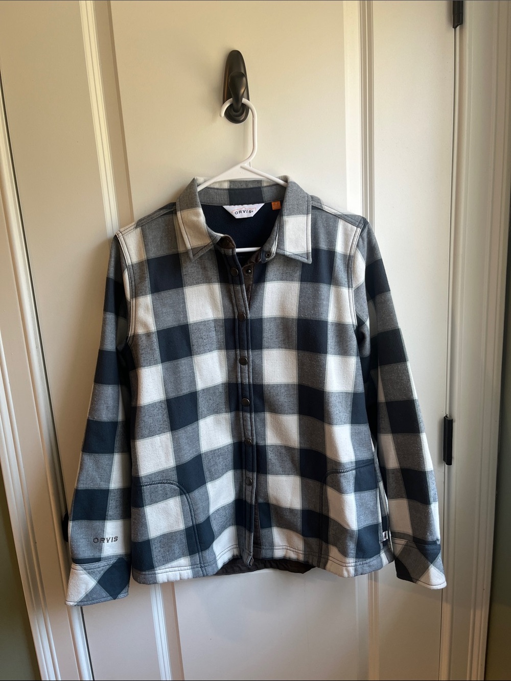 Orvis Womens Tetons Flannel & Fleece Button-Front Jacket - Midnight Navy - Small